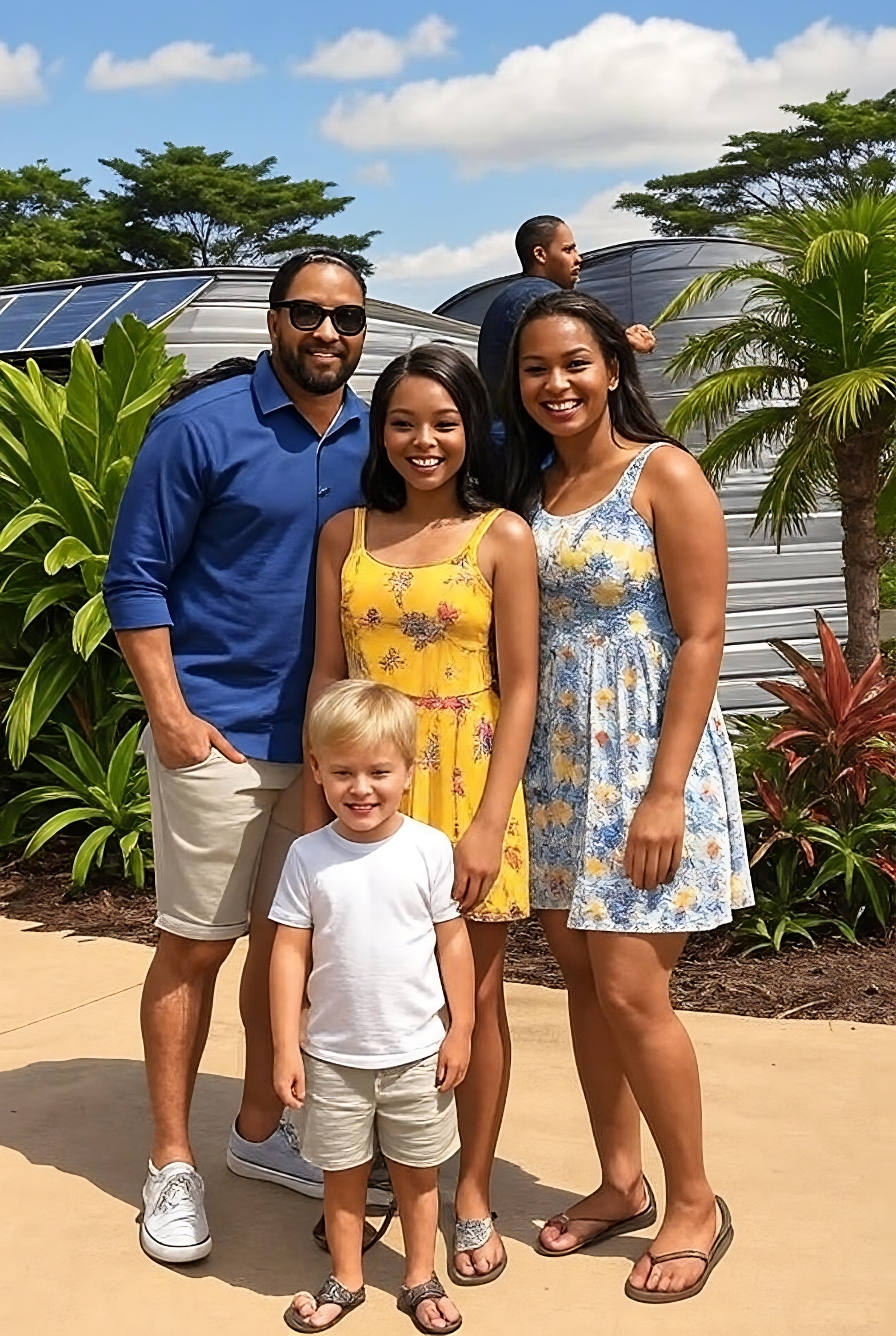 Technician installing A/C unit at a Jamaican home